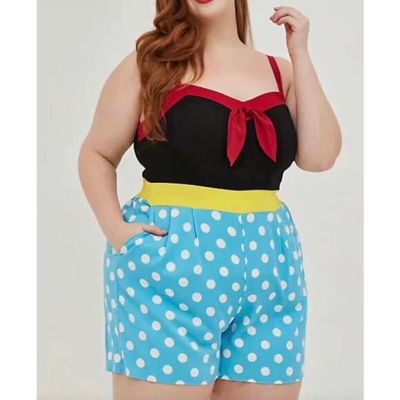 NWT Torrid Disney Minnie Mouse Tie Front Romper Size 2X - Picture 1 of 10